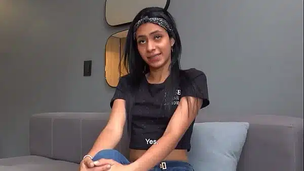tiny brunette babe with a plump booty gets her asshole gaped by monster dick